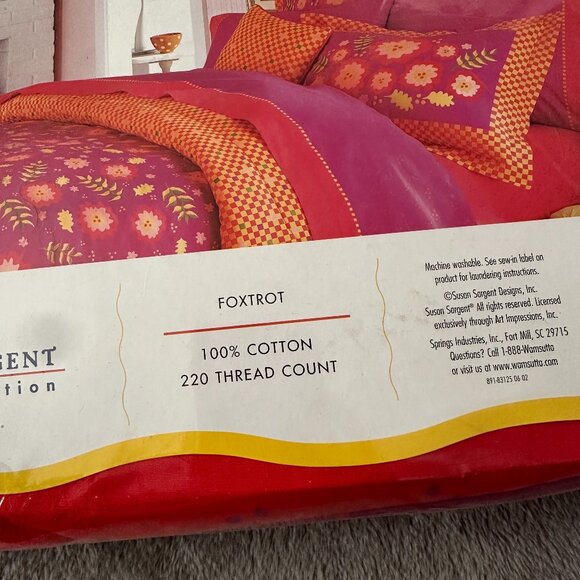 NEW Vintage Susan Sargent Home Collection Twin Sheet Set 100% Cotton Foxtrot - Picture 3 of 5